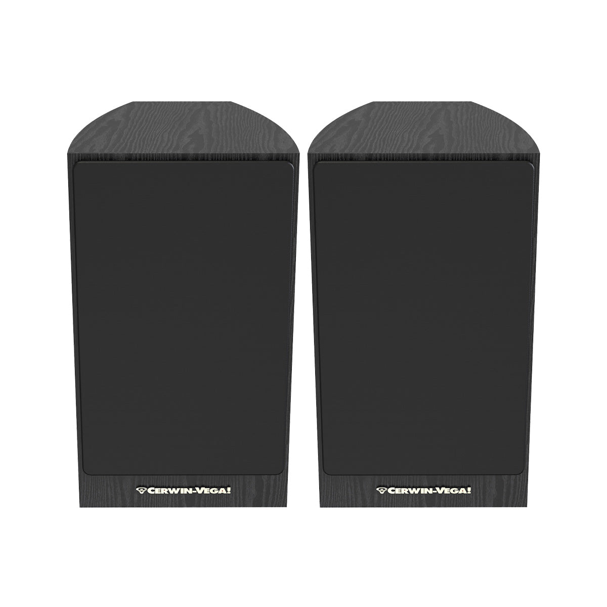 The 6.5” 2-Way Bookshelf Speakers (Pair) - LA165 offer premium audio with a sleek rectangular design and black finish. The visible Cerwin-Vega! branding on the front panels and wood grain texture on top enhance their style, embodying a modern, minimalist home hi-fi aesthetic.