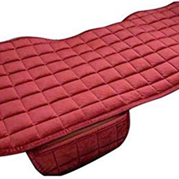 Car Seat Cover Protector – Anti-Slip Breathable Rear Bench Seat Cushion Pad with Storage Pockets, Long Bottom Seat Cover for Most Cars, SUVs & Trucks (Red, 3 pcs.)