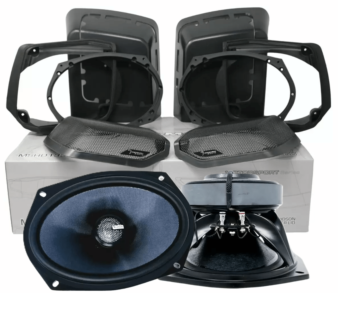 1998 - 2013 HARLEY DAVIDSON CUT IN SPEAKER LID KIT WITH MS692CX2 (2Ω) - MSMS692CX2LK13 - MSMS692CX2LK13 - Diamond Audio