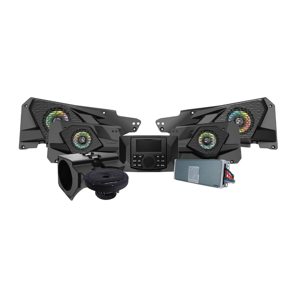 MSRZRKM24 - 2014+ RZR© 2DR / 4DR 6.5" 2-Way Power Sports All Weather Coaxial Speaker 6-Channel Full Range Class D Waterproof Amplifier