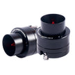 Two cylindrical telescope collimators from Celestron, featuring reflective surfaces and glowing red laser beams, reflect the precision of the Pro Series 1