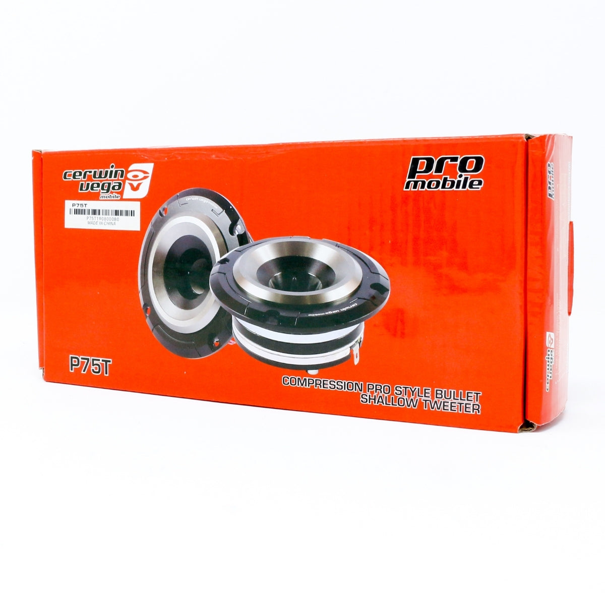 A red box presents the Cerwin Vega Pro Mobile P75T, branded 