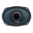 The Cerwin-Vega 2-Way Pro Full Range Coax Horn Speakers are oval-shaped with a central dome, red accents, and a black outer casing. They have four corner mounting holes for installation, and the brand logo is displayed near the bottom of the speaker cone.