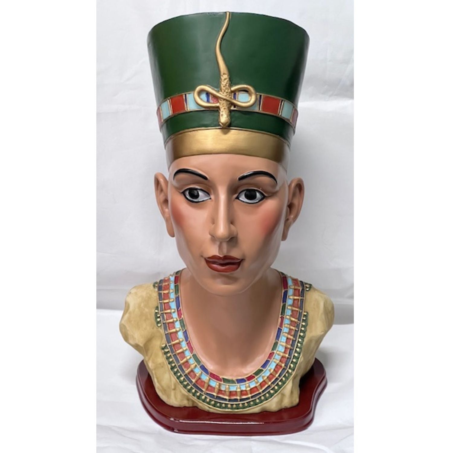 Egyptian Queen Nefertiti Decorative Bust Sculpture, Classic Accent Head Statue, 18 Inch