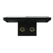 The RPM Flat Mount Bracket for Surface/Deck Mount (RPMFMCBLK) is a sturdy black L-shaped metal bracket with a wide flat top, multiple mounting holes, and a vertical section with symmetrical screws, photographed against a white background for reliable installation.