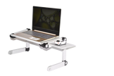 Adjustable Laptop Table Stand with Cooling Fan, Foldable Standing Desk & Non-Slip Mousepad (Gray)