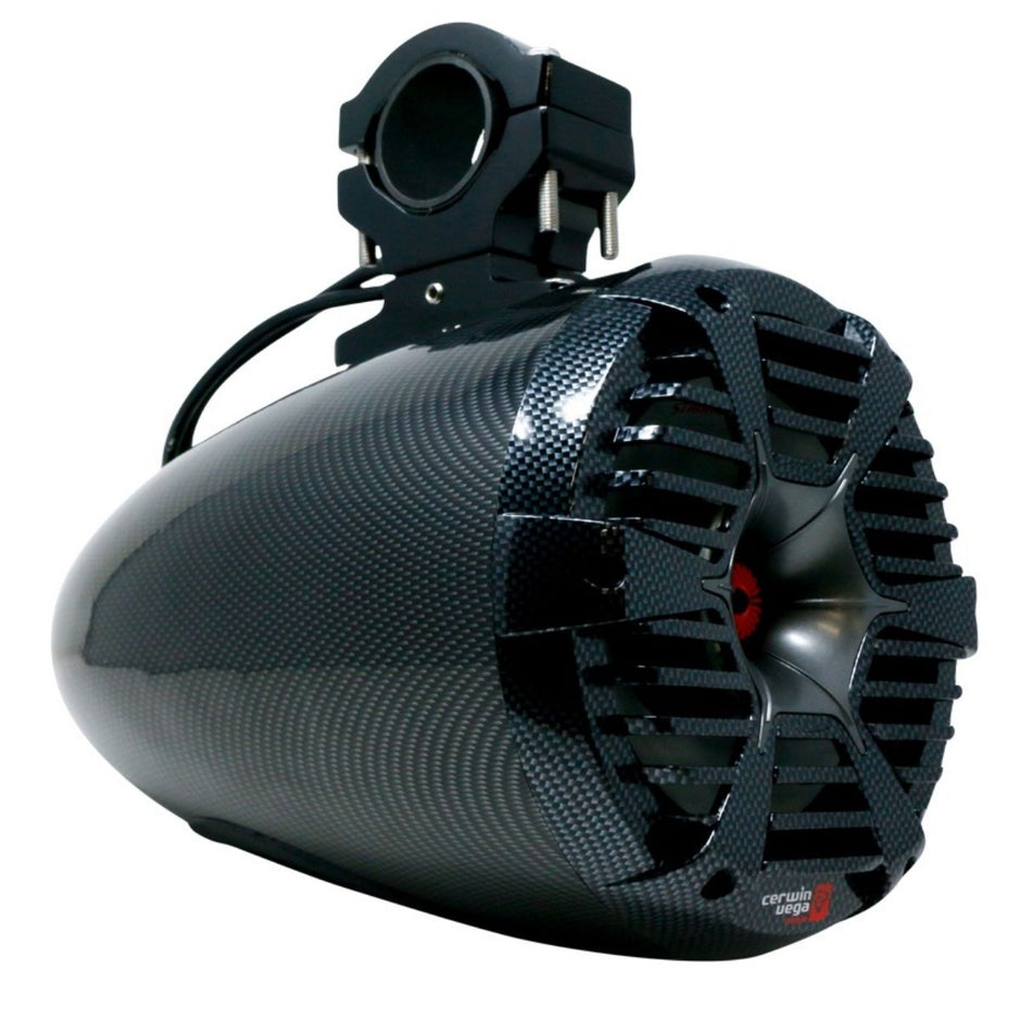 RPM STROKER Single 6.5" or 8" + 1" PRO Marine Tower Kit - Carbon Fiber/Black - 400W MAX / 200W RMS