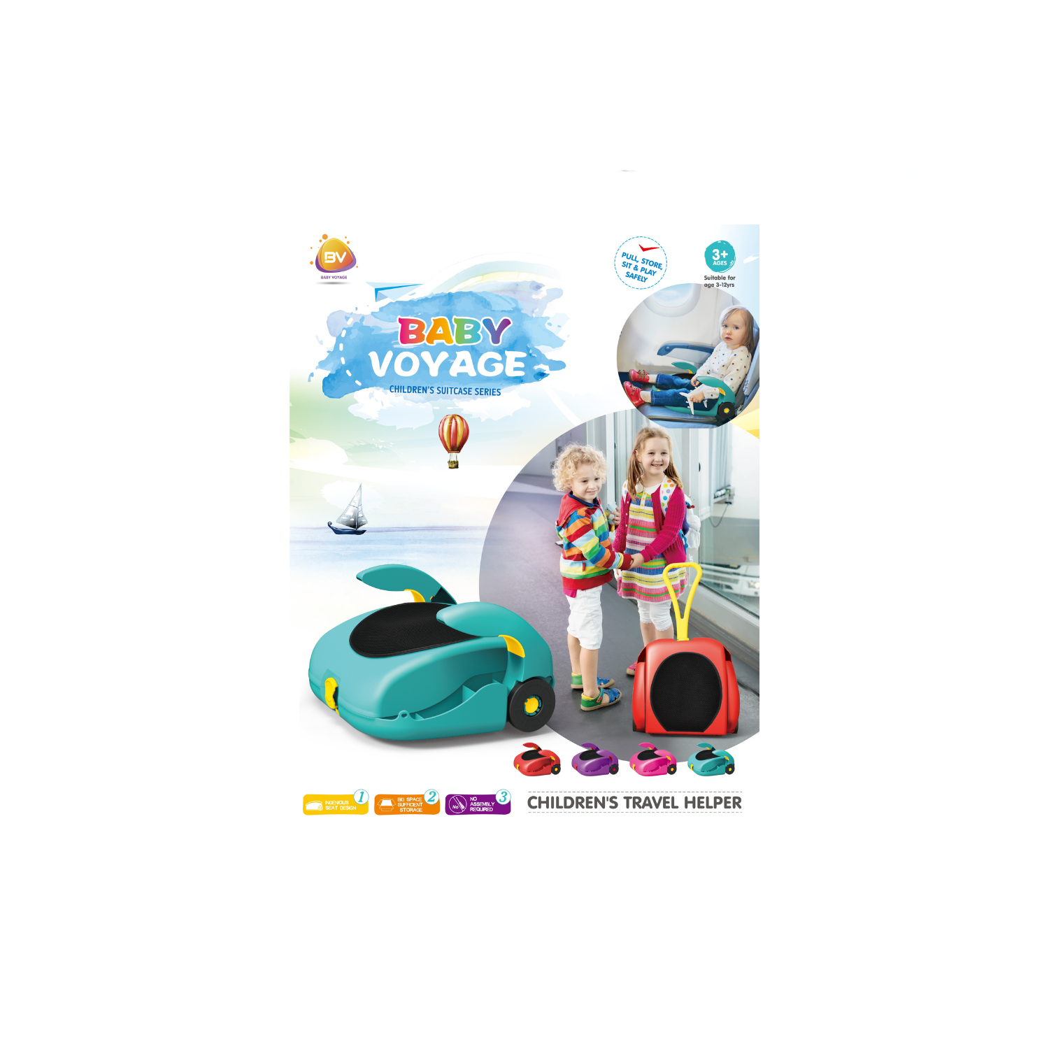 Baby Voyage 2 in 1 Carry-On Luggage and Seat for Kids