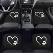 Dog Paw Heart White Car Floor Mats Set of 4 – Universal Fit Front & Rear Seat Mats with Heavy Duty Rubber Backing, Non-Slip Decorative Interior Accessories for Cars, SUVs & Trucks