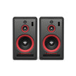 The VEGA10SB-PR 10” 3-Way Studio Monitor Pair features black rectangular designs with red-ringed woofers, smaller tweeters, and 
