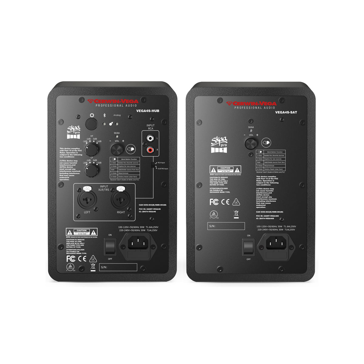 VEGA4SB-PR  4” 2-WAY STUDIO MONITOR PAIR (HUB/SAT)