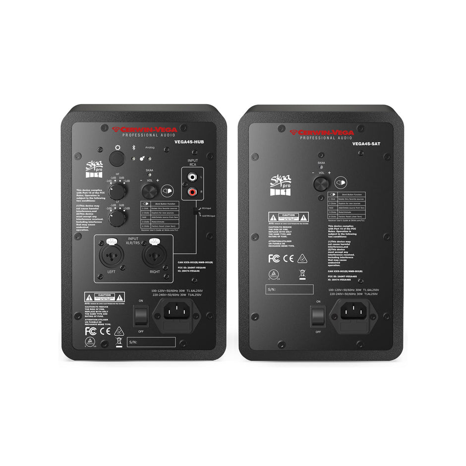 VEGA4SB-PR  4” 2-WAY STUDIO MONITOR PAIR (HUB/SAT)