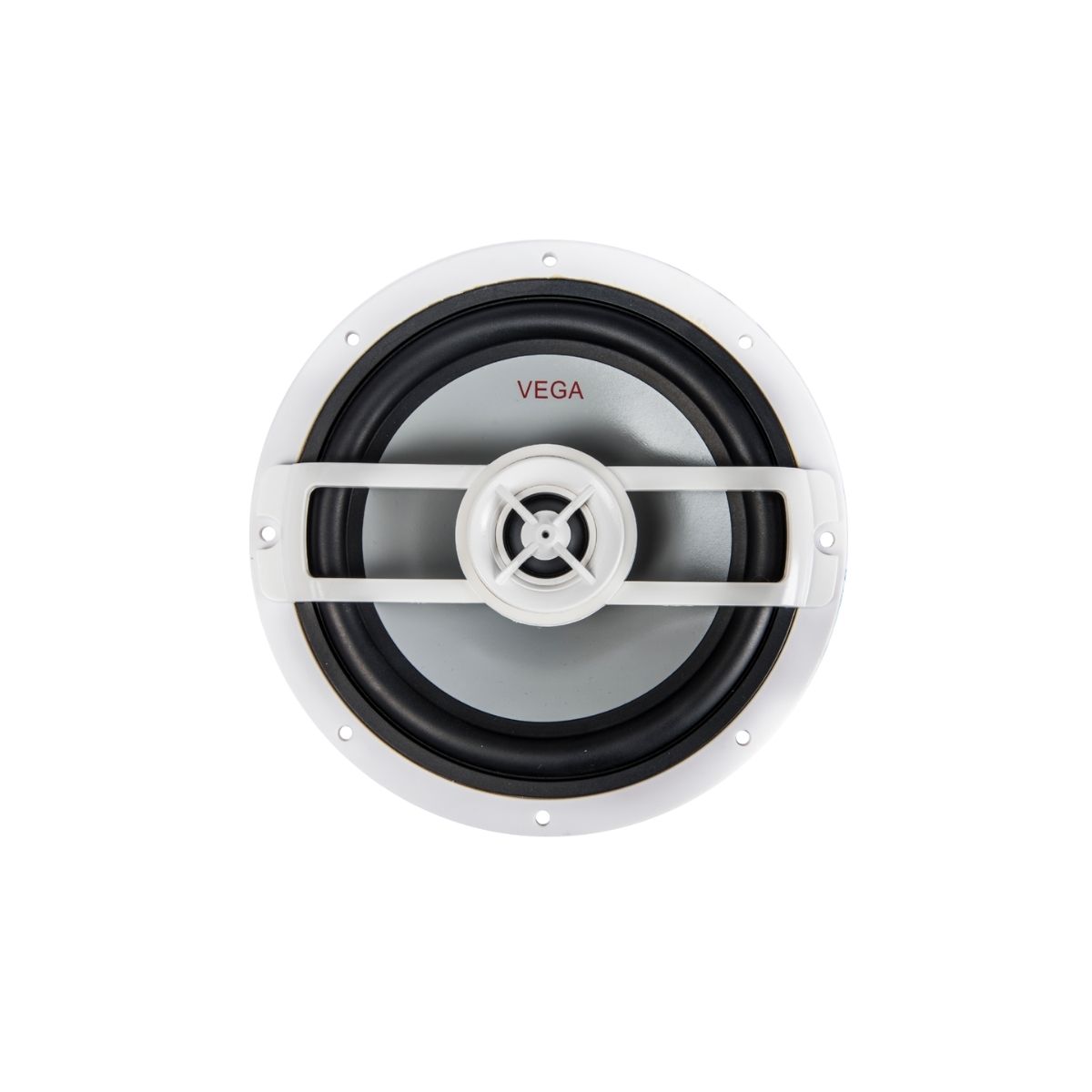 A circular black and white RPM Vega Marine Speaker with 