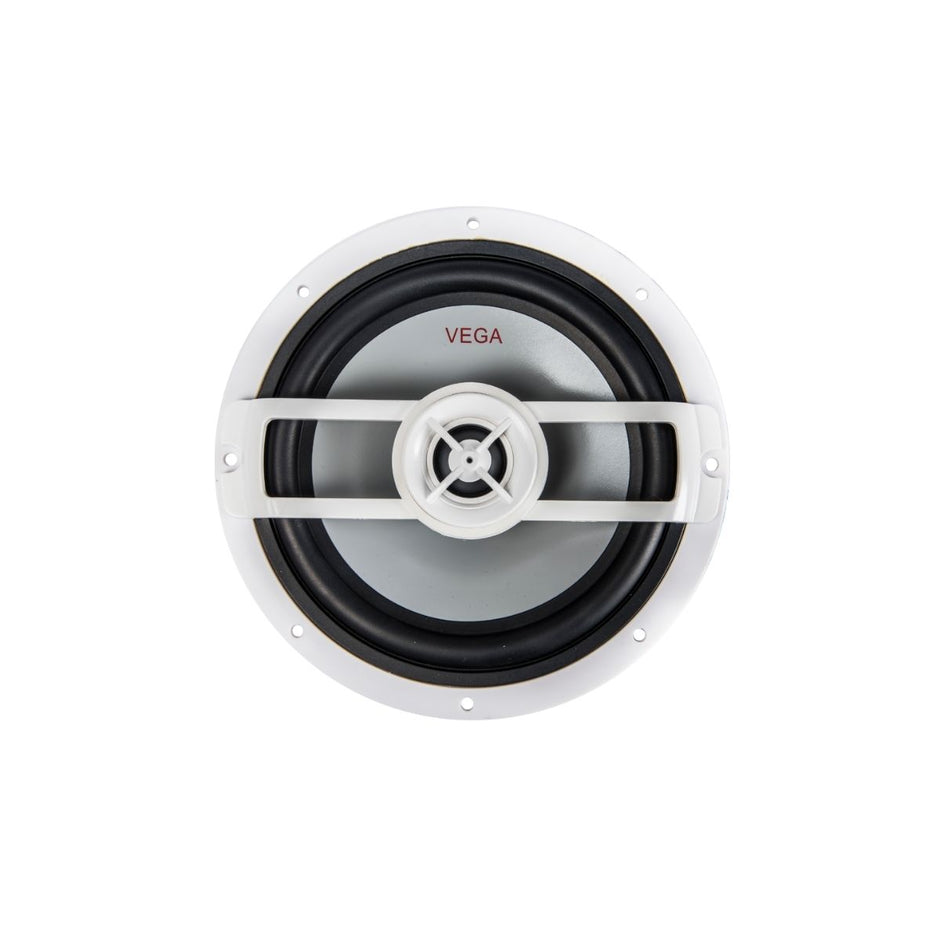 A circular black and white RPM Vega Marine Speaker with 