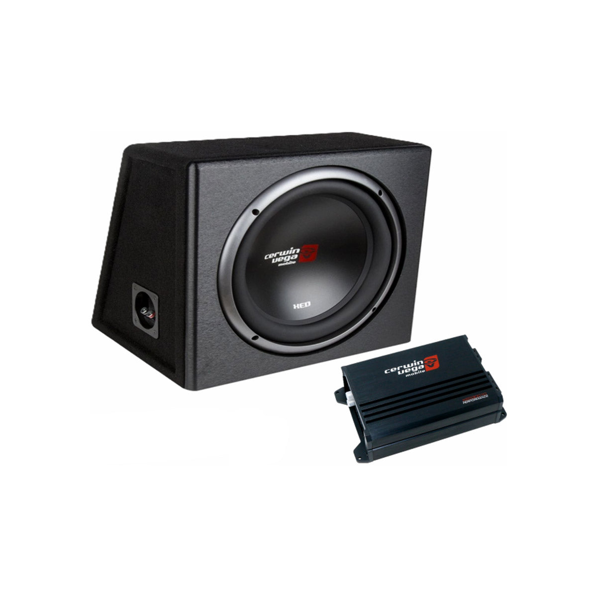 A black car Bass Package, the XEDBP10, includes a Mono Amplifier and a Single 10